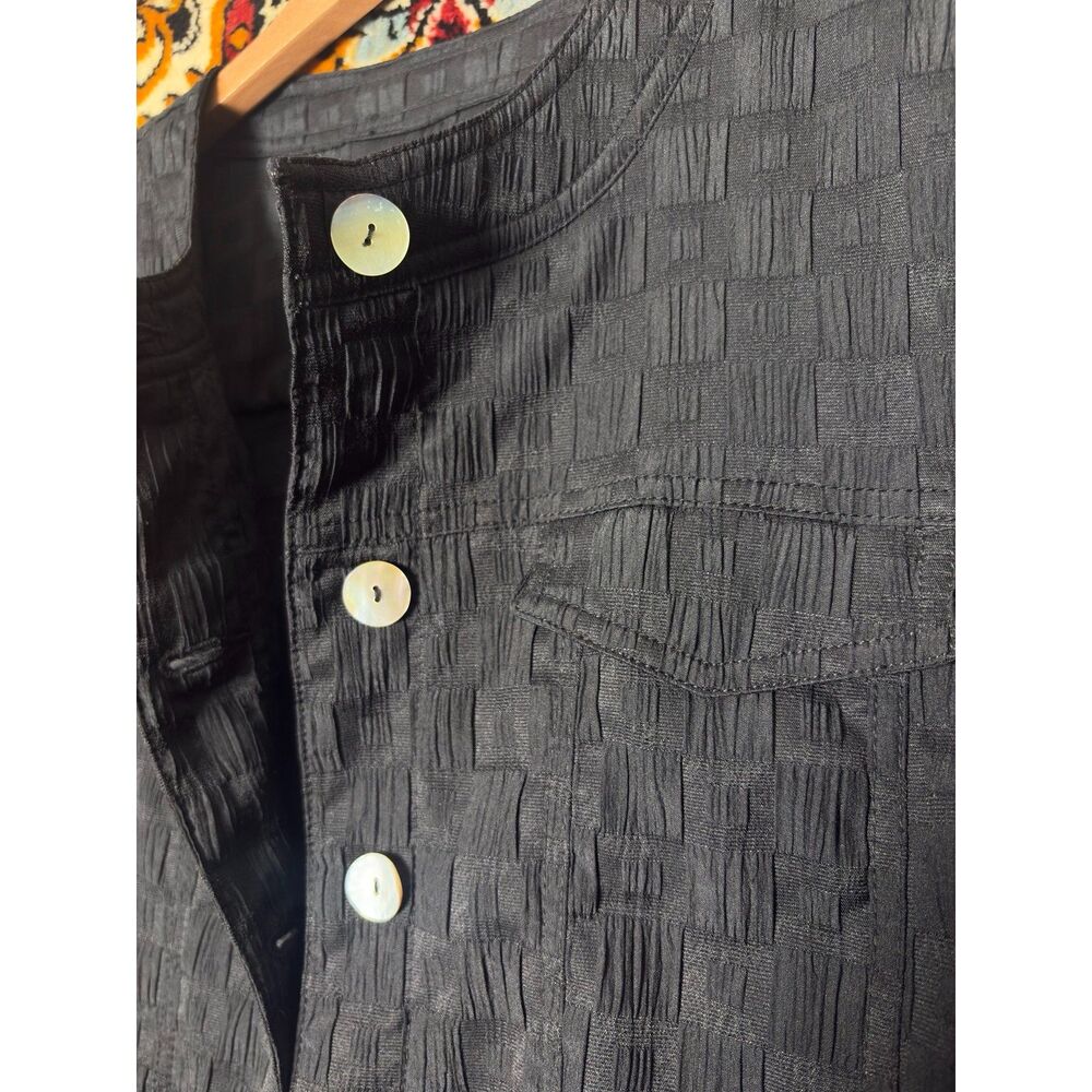 Vintage Black Textured Jacquard Round Neck Cropped Blazer Jacket sz 12 Ruby Rd - Picture 6 of 14
